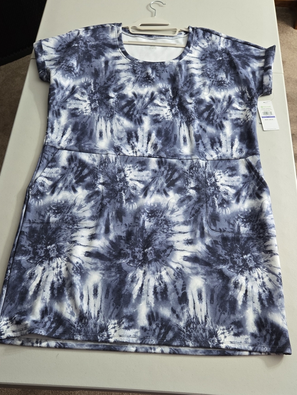 GAUAM Women's Blue Tie-Dye Short Sleeve Tee Dress